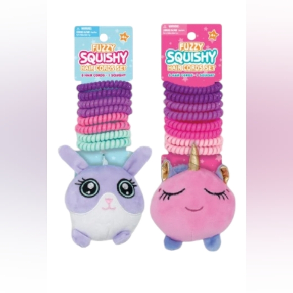 * Fuzzy Squishy Hair Cords Set ( Set Of 2) - Picture 2 of 3